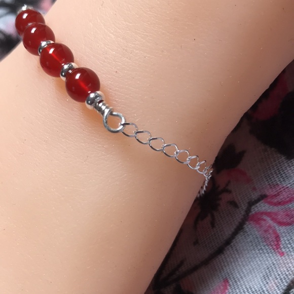 Fire Red Agate Sterling Silver Bracelet - Picture 6 of 7